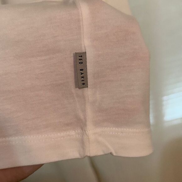 Ted Baker 6/XL White Blue Short Sleeve Cotton Blend Lightweight Polo - Picture 13 of 15